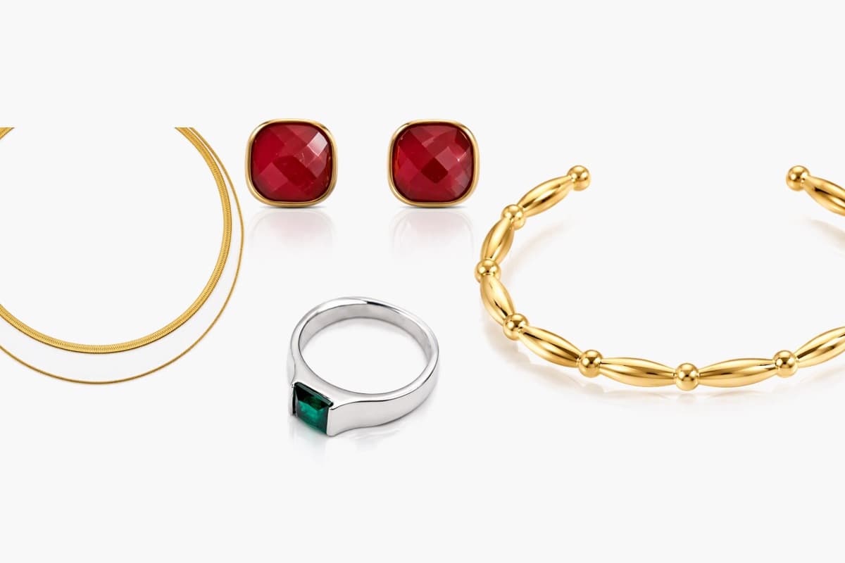 Faceted Square Stud Earrings