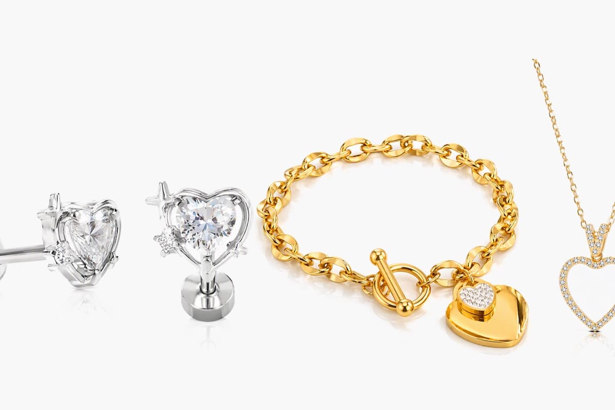 Cute Heart Dangle Stud Earrings
