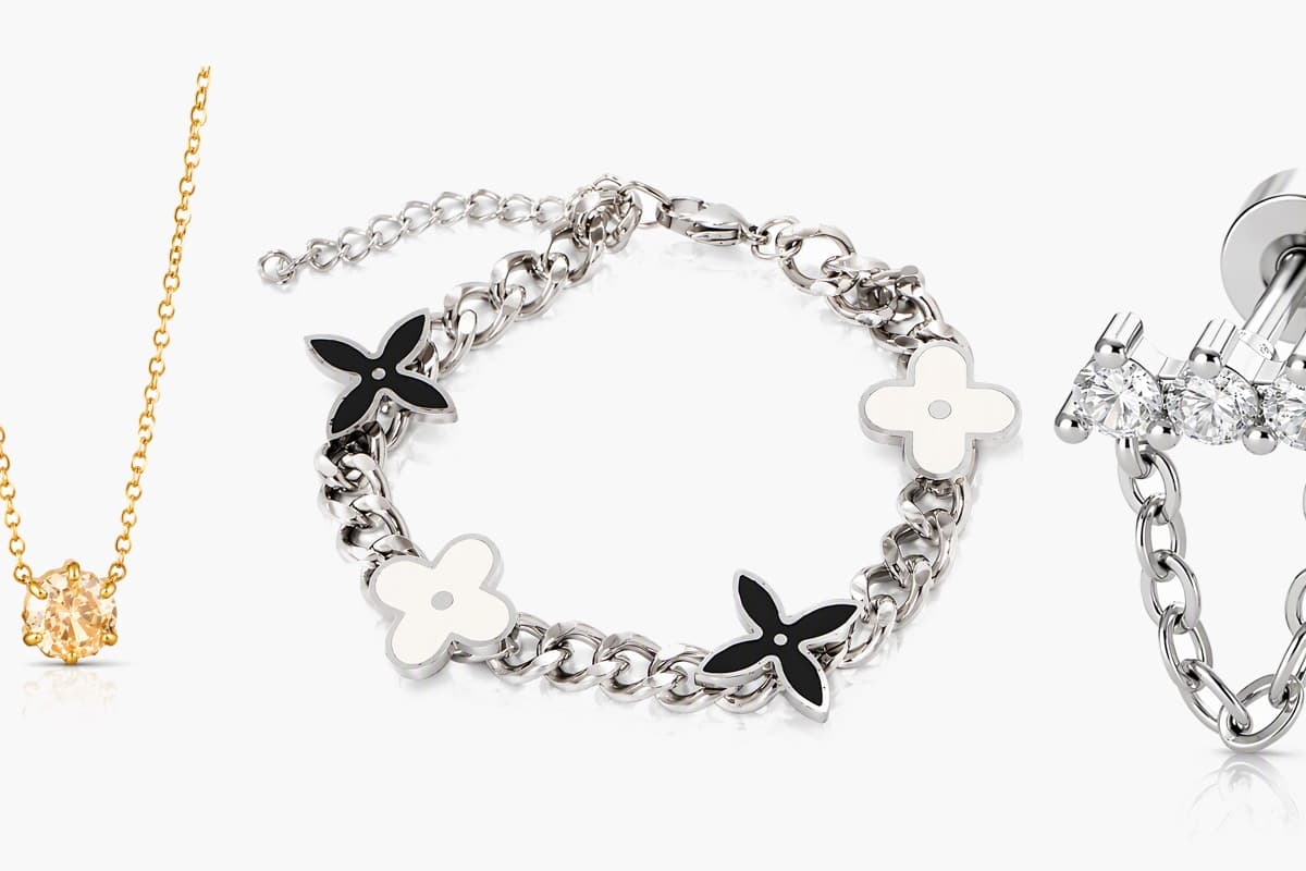 Dainty Heart Chain Stud Earrings