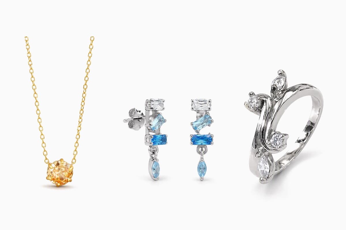 Dainty Stacked Stone Drop Earrings