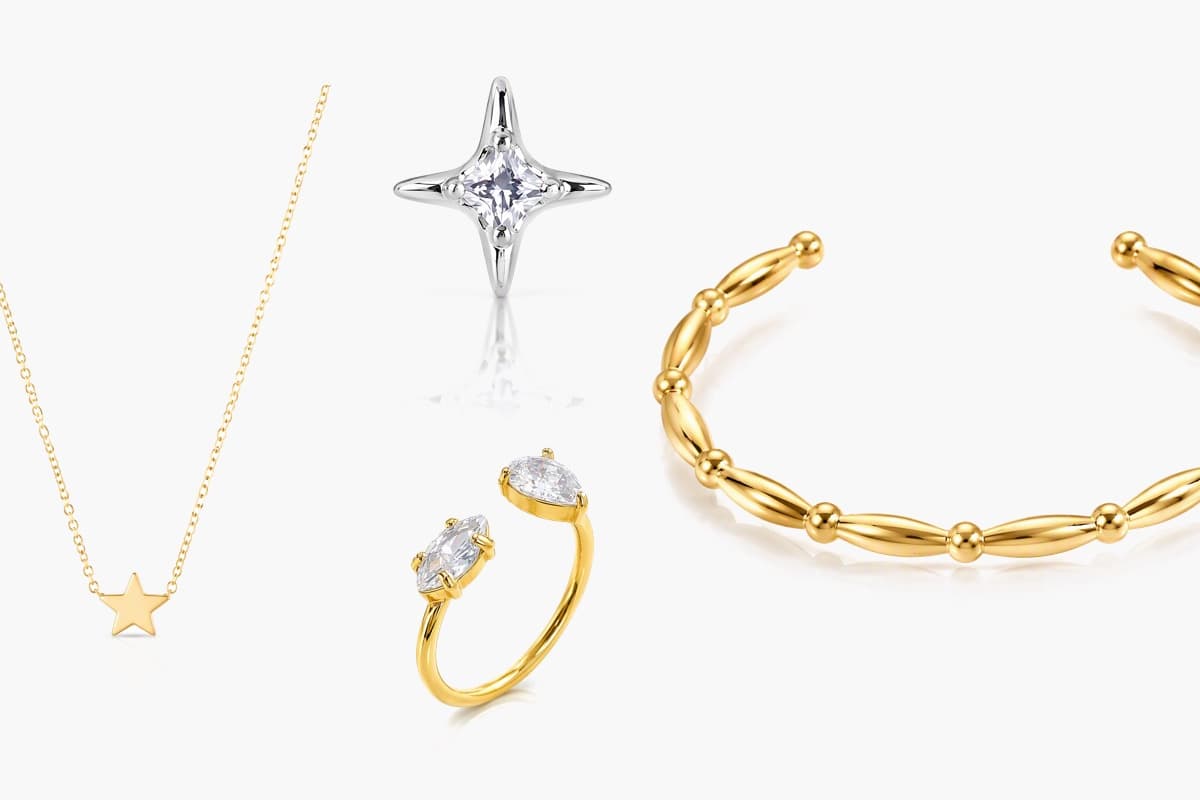 Dainty Four-Pointed Star Stud Earrings