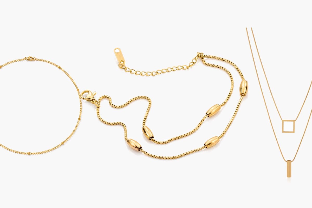 Dainty Snake And Bead Chain Necklace