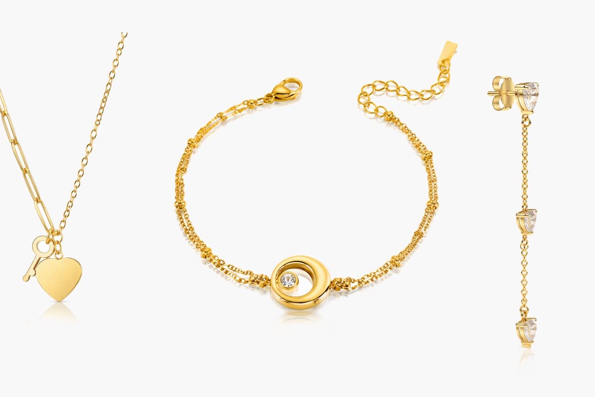 Dainty Heart And Key Charm Necklace