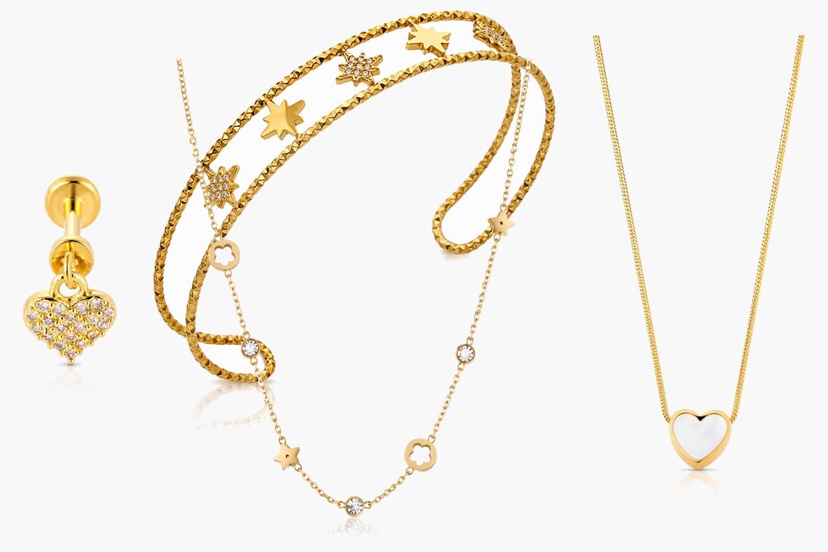 Dainty Star and Heart Necklace