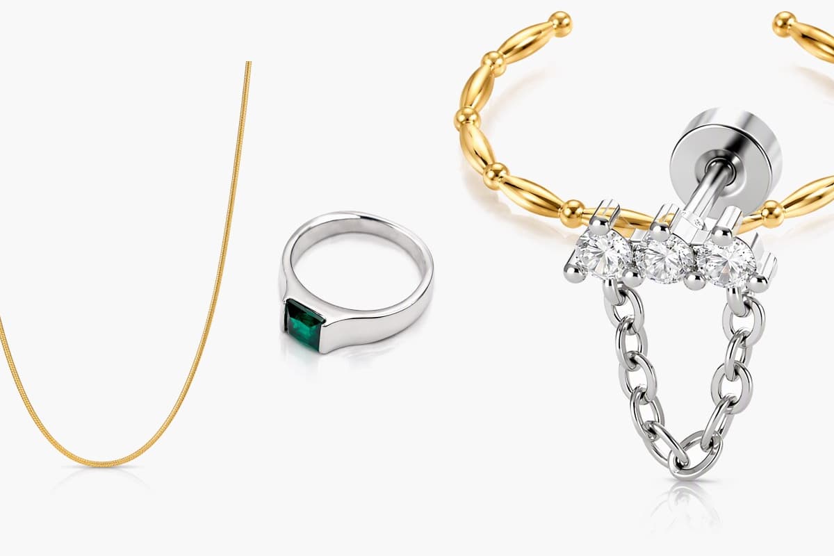 Dainty Heart Chain Stud Earrings