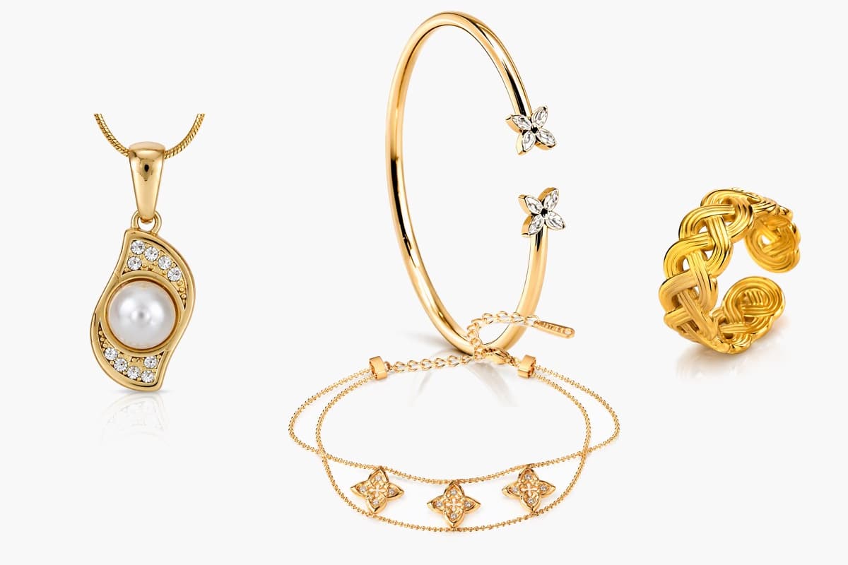 Dainty Double Flower Open Cuff Bangle