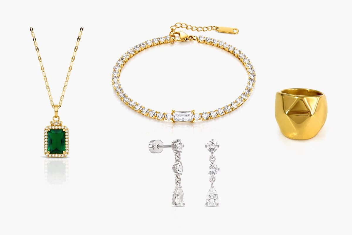 Dainty Three-Stone Drop Earrings