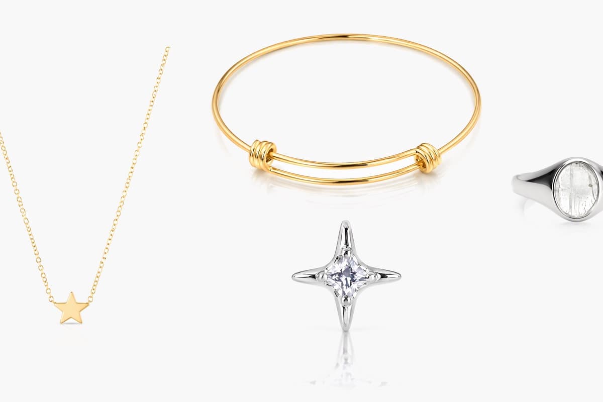 Dainty Four-Pointed Star Stud Earrings