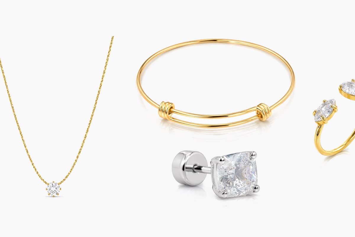 Dainty Square Stone Stud Earrings