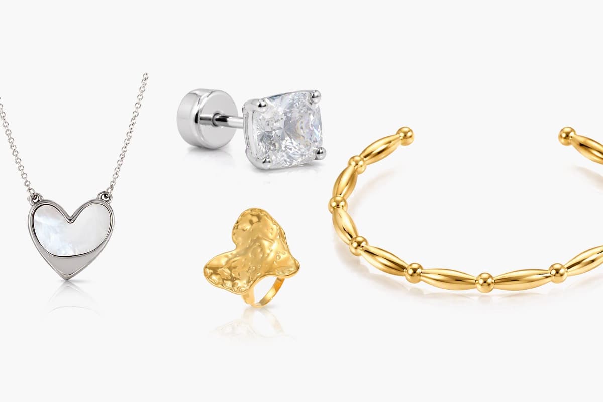 Dainty Square Stone Stud Earrings