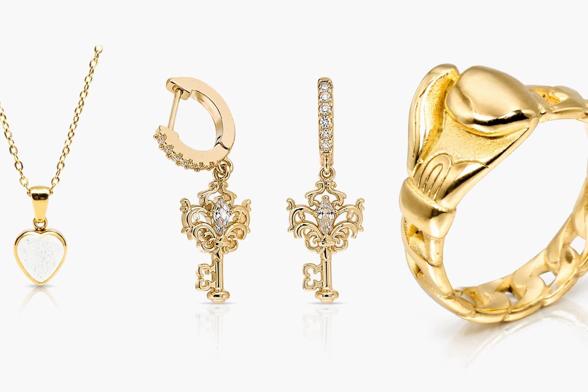 Vintage Key Charm Huggie Earrings