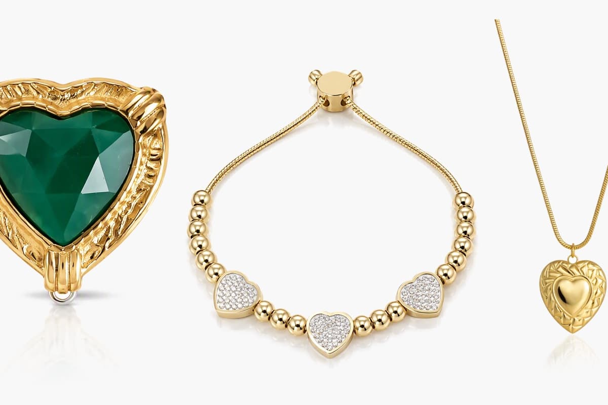 Heart Charm Stud Earrings