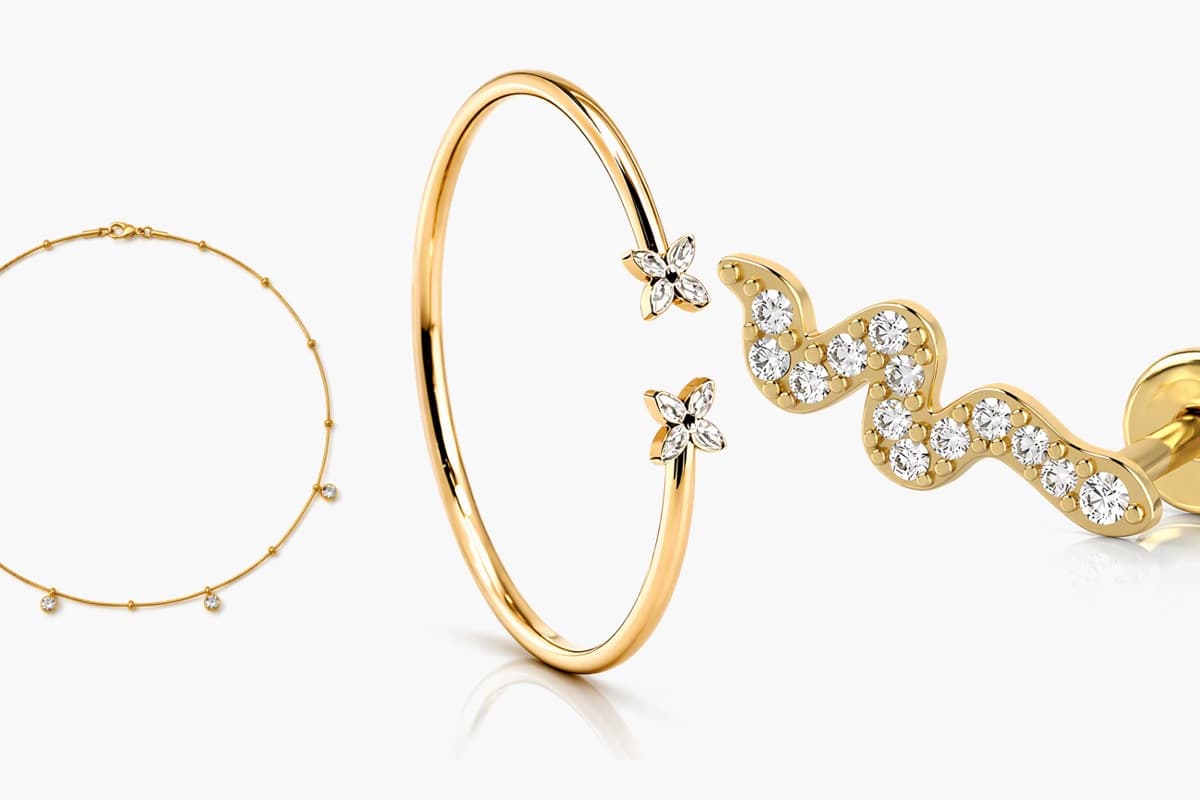 Dainty Flower & Snake Stud Earrings