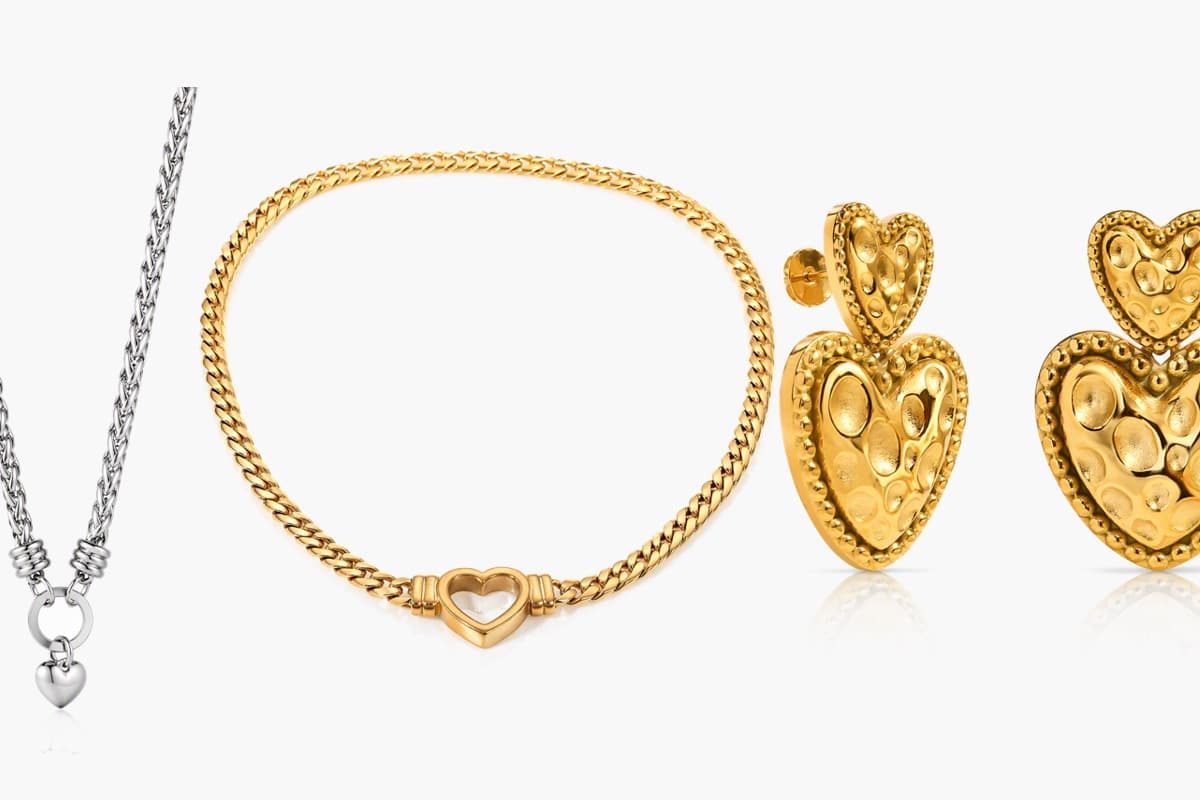 Double Heart Drop Earrings