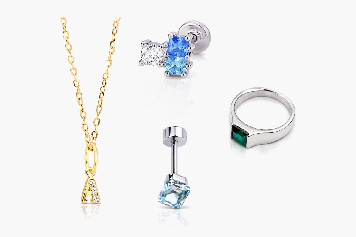 Dainty Square Gem Drop Earrings