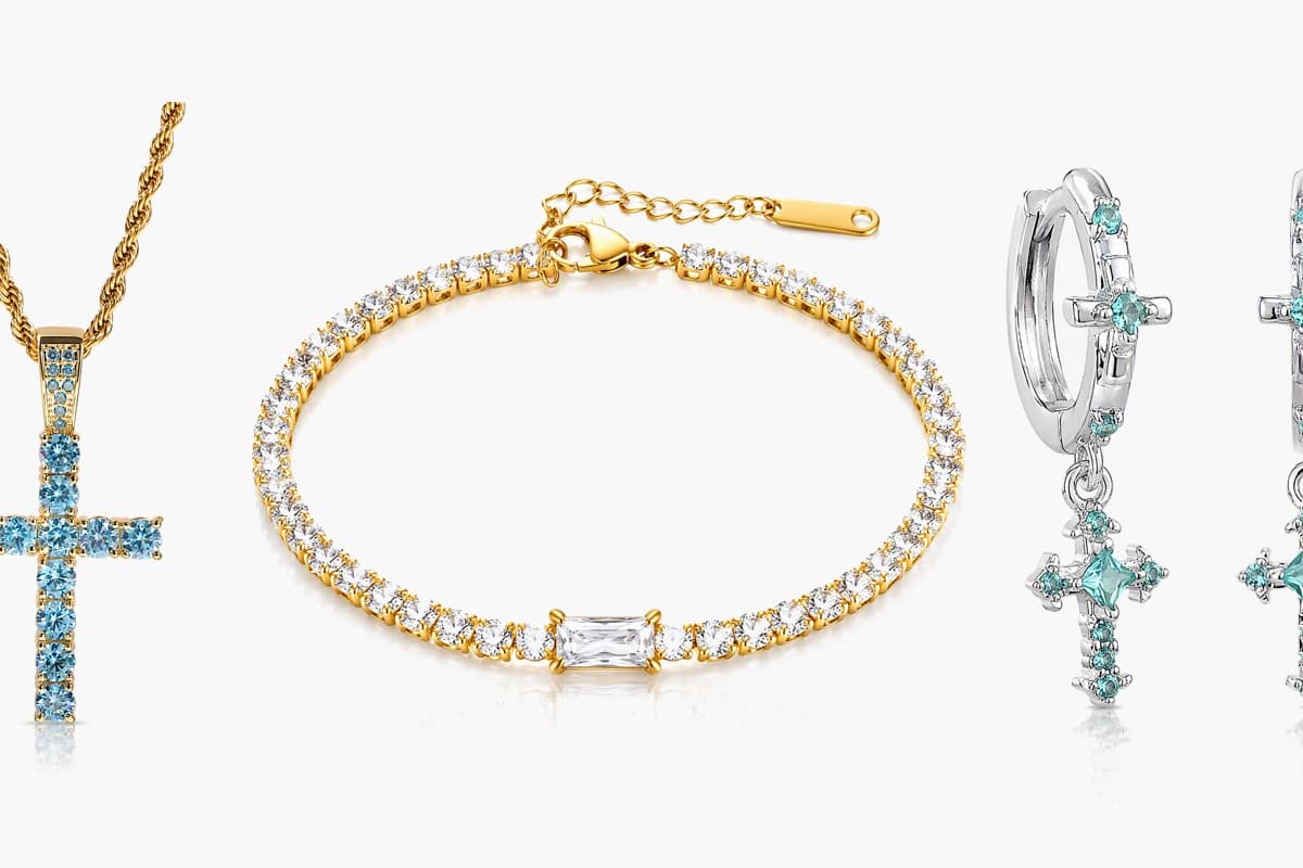 Dainty Cross Charm Huggie Earrings