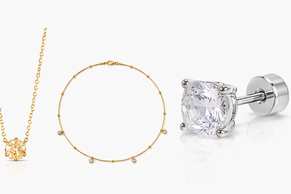 Square Stone Stud Earrings