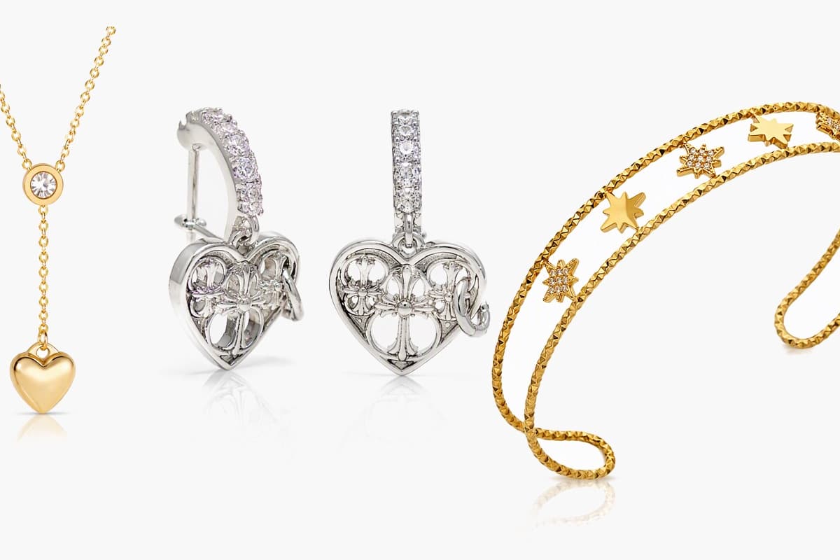 Vintage Heart Charm Huggie Earrings
