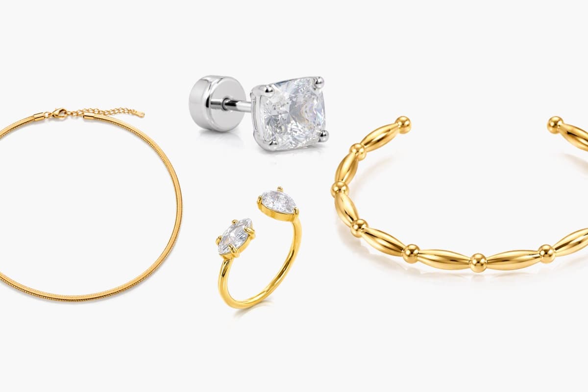 Dainty Square Stone Stud Earrings