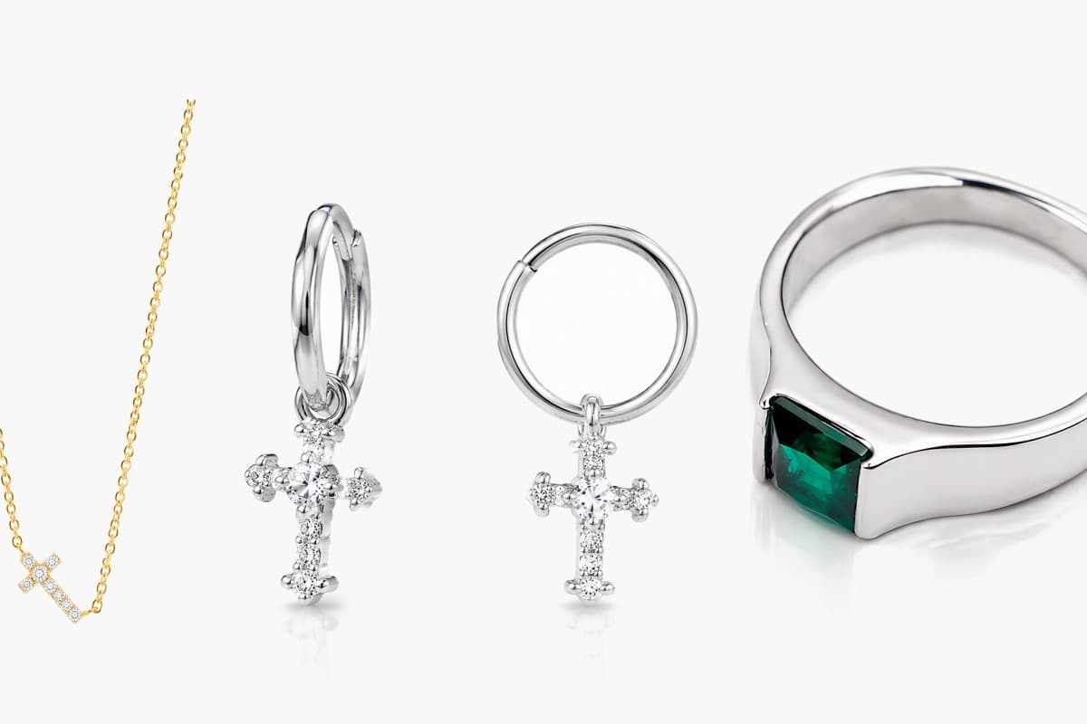 Dainty Cross Charm Hoop Earrings