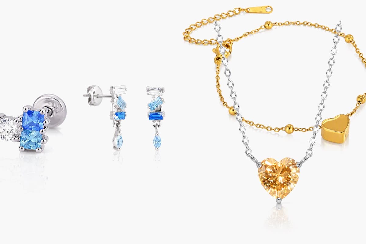 Dainty Stacked Stone Drop Earrings