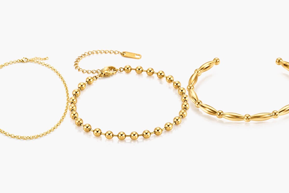 Dainty Beaded Link Open Cuff Bracelet