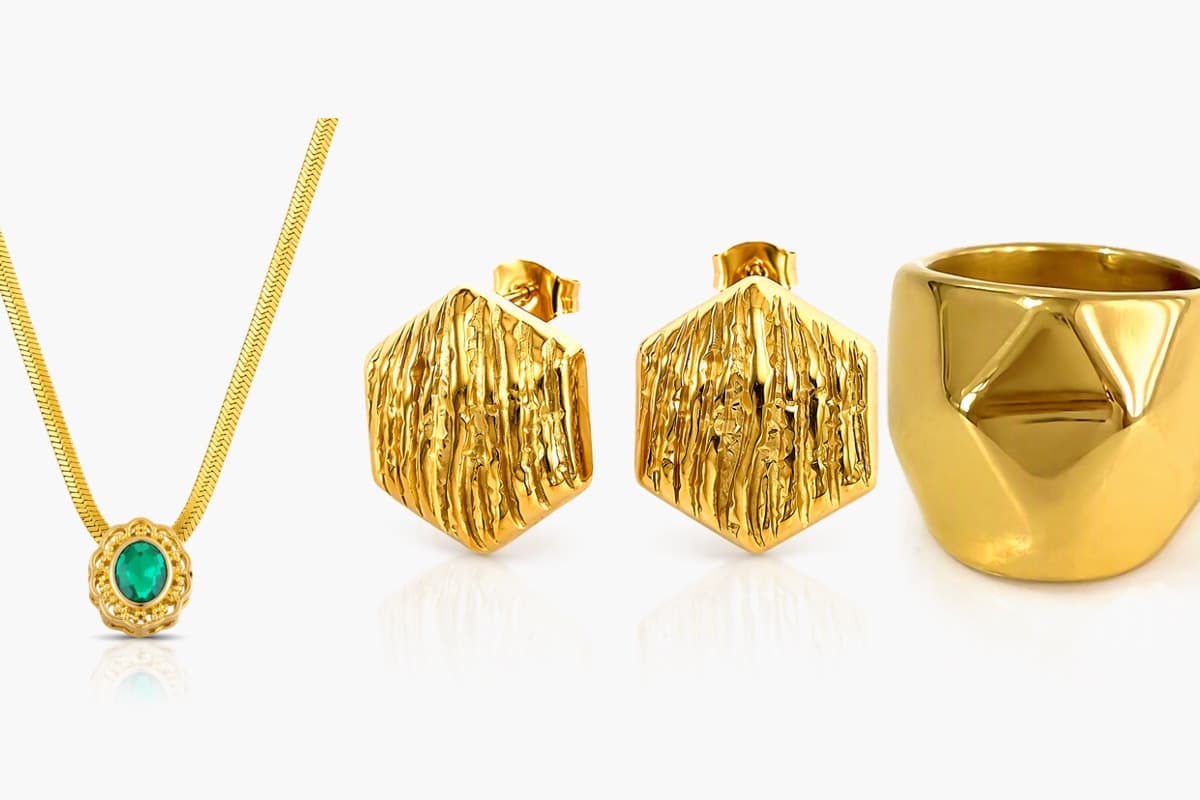 Textured Hexagon Drop Earrings