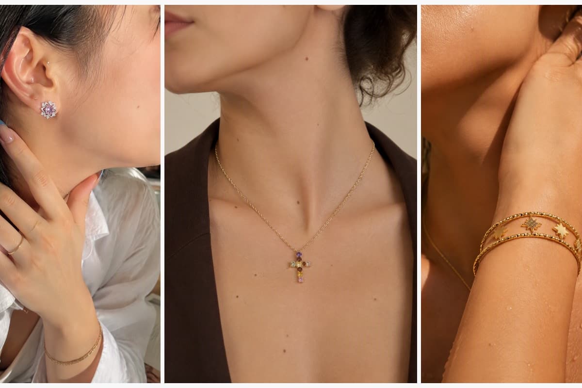 Dainty Star Halo Stud Earrings