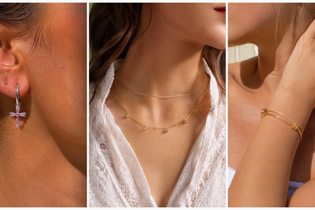 Dainty Cross Charm Hoop Earrings