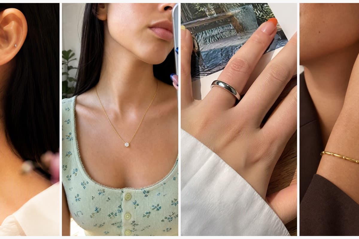 Dainty Round Stone Stud Earrings