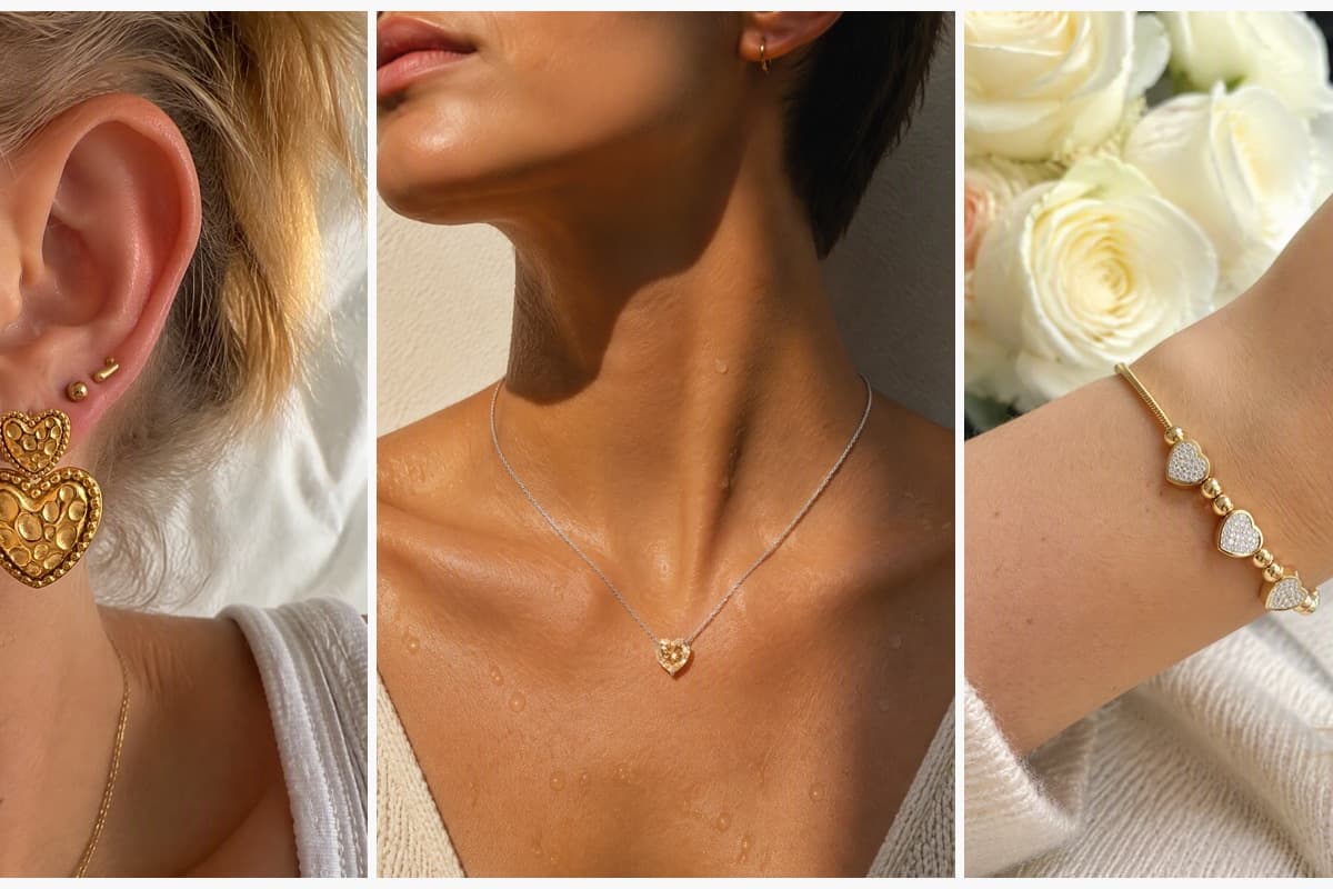 Double Heart Drop Earrings