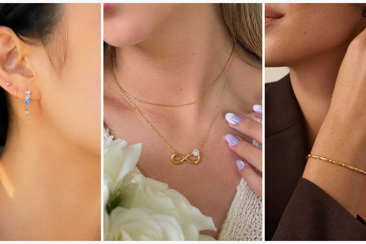 Dainty Stacked Stone Drop Earrings