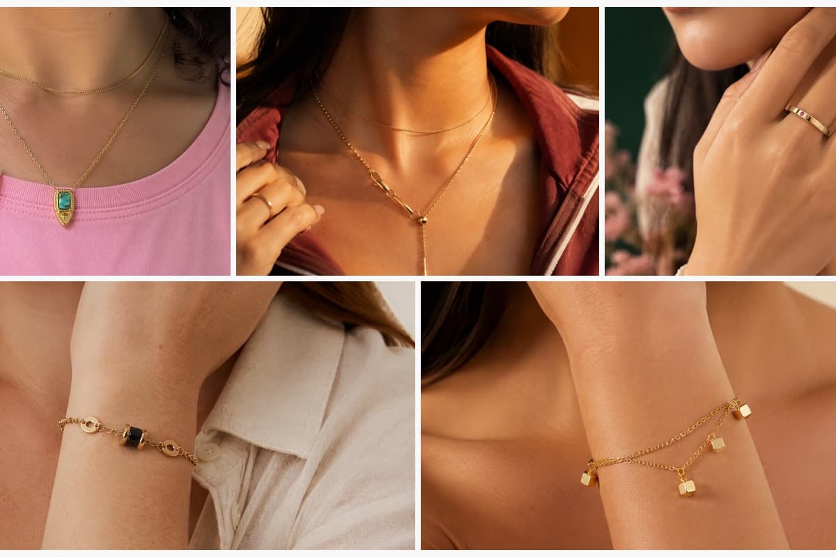 Dainty Rectangular Stone Pendant Necklace