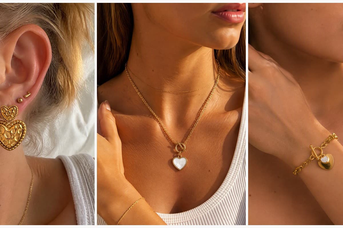 Double Heart Drop Earrings