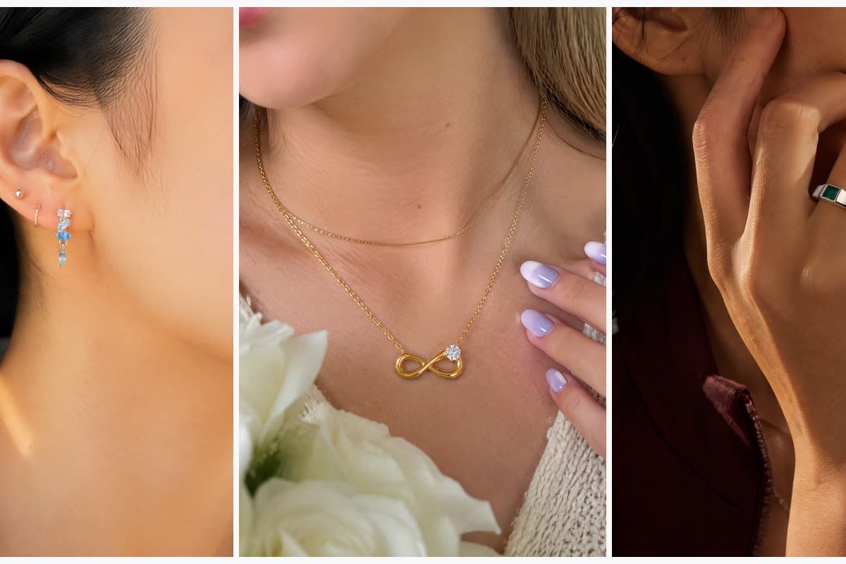 Dainty Stacked Stone Drop Earrings