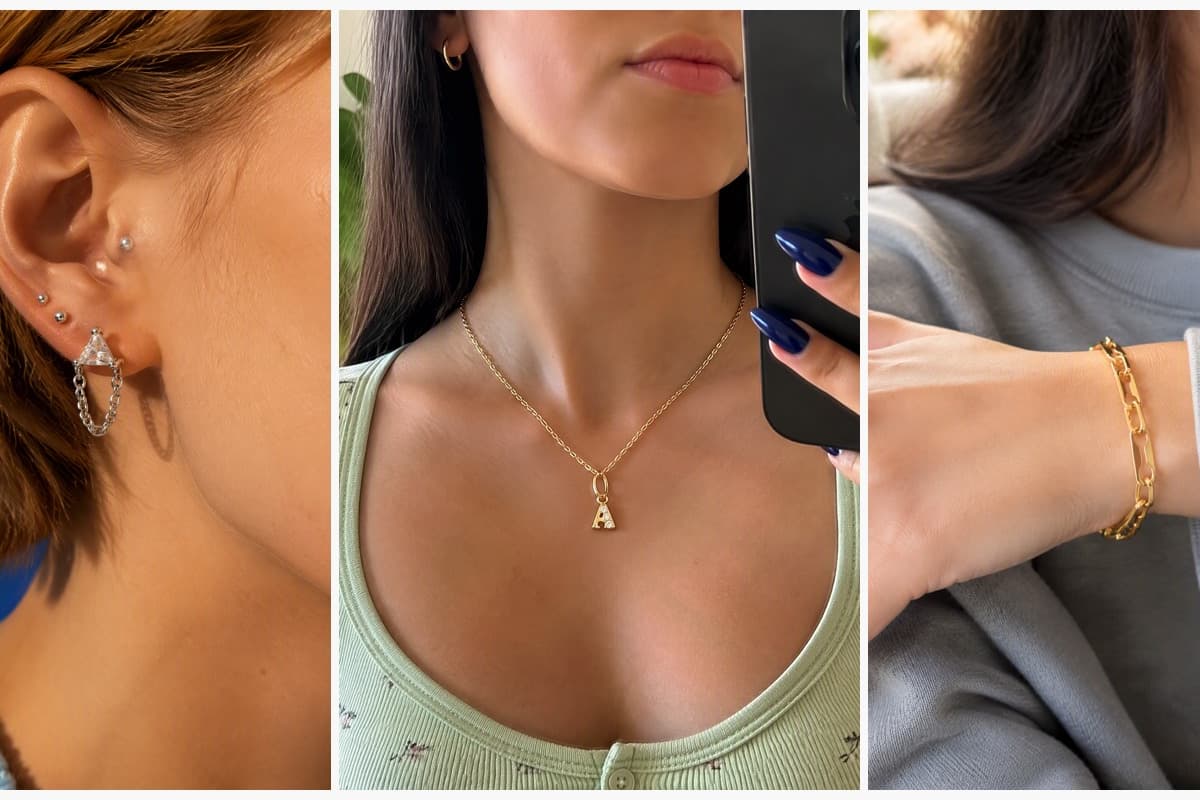 Triangle Stone Chain Drop Earrings