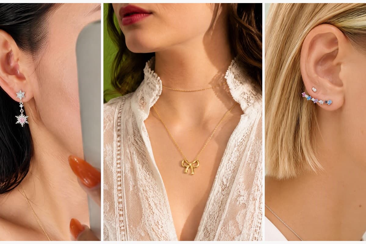 Dainty Double Star Drop Earrings