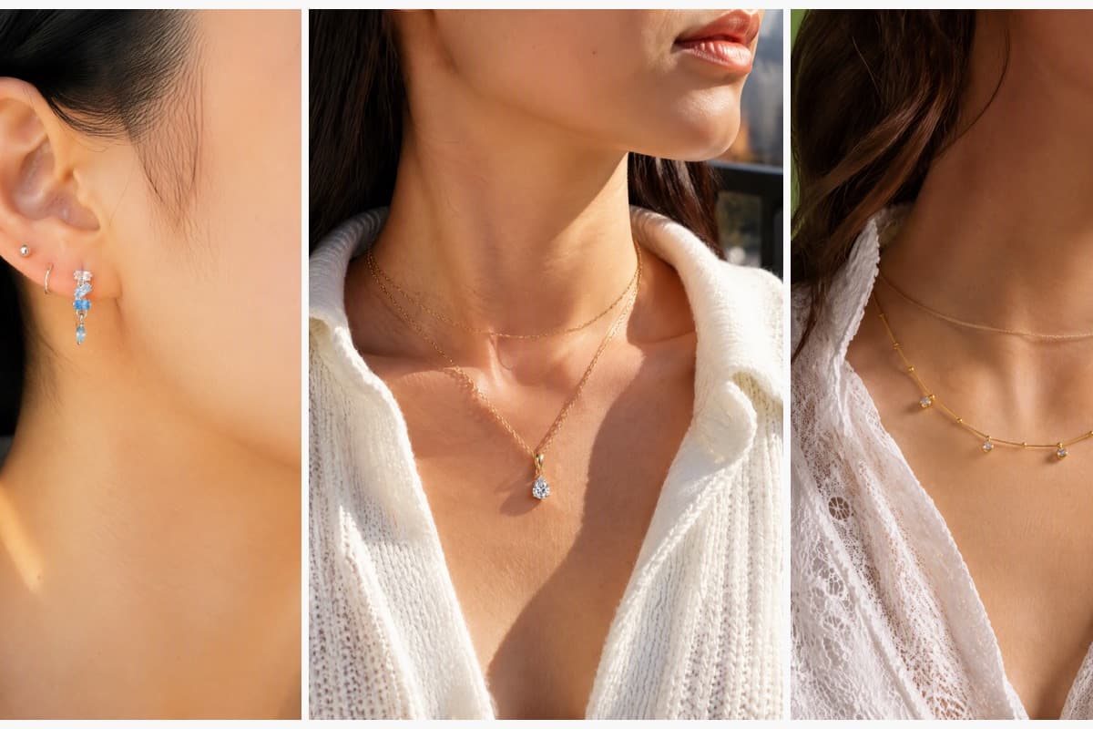 Dainty Stacked Stone Drop Earrings