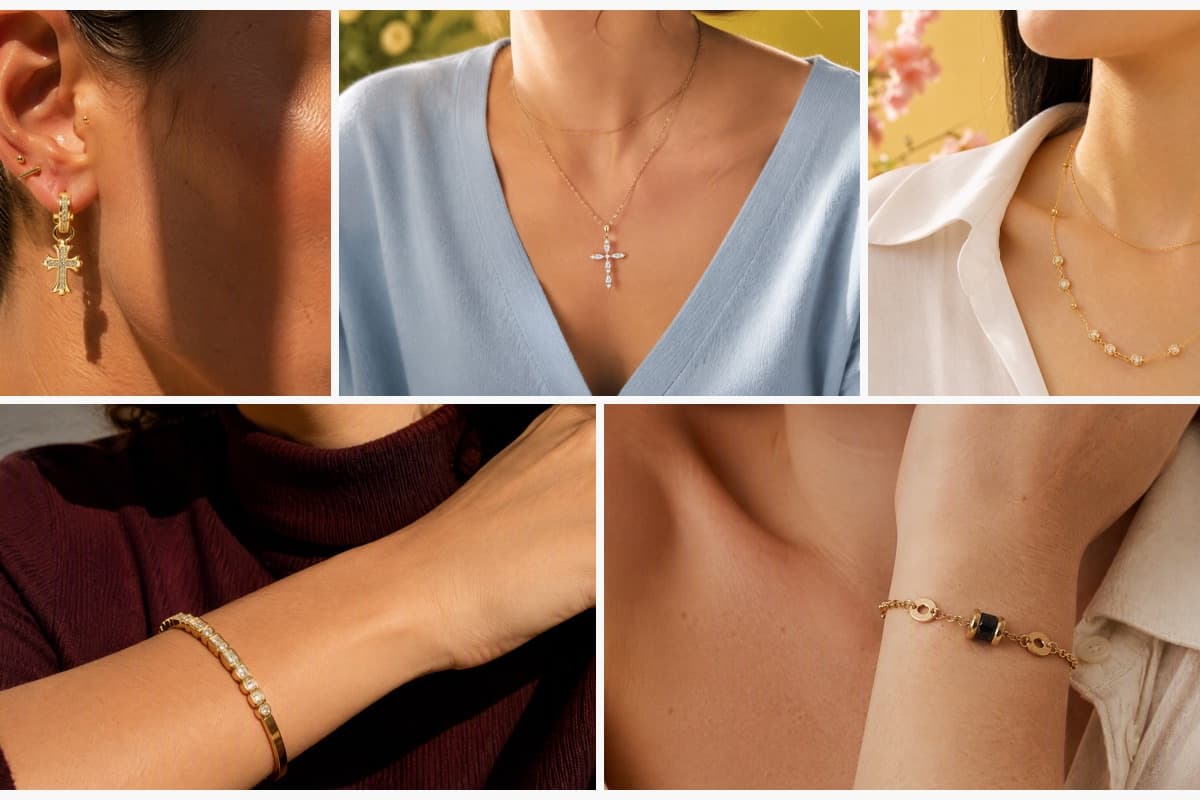 Dainty Cross Drop Earrings