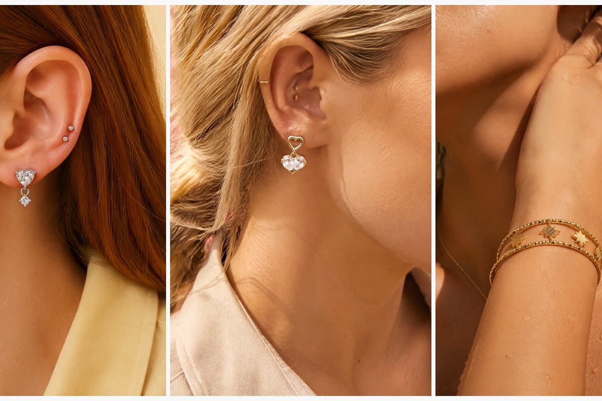 Cute Heart Dangle Stud Earrings