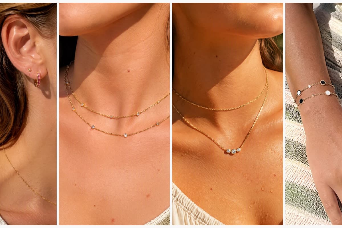 Dainty Paved Stone Huggie Earrings