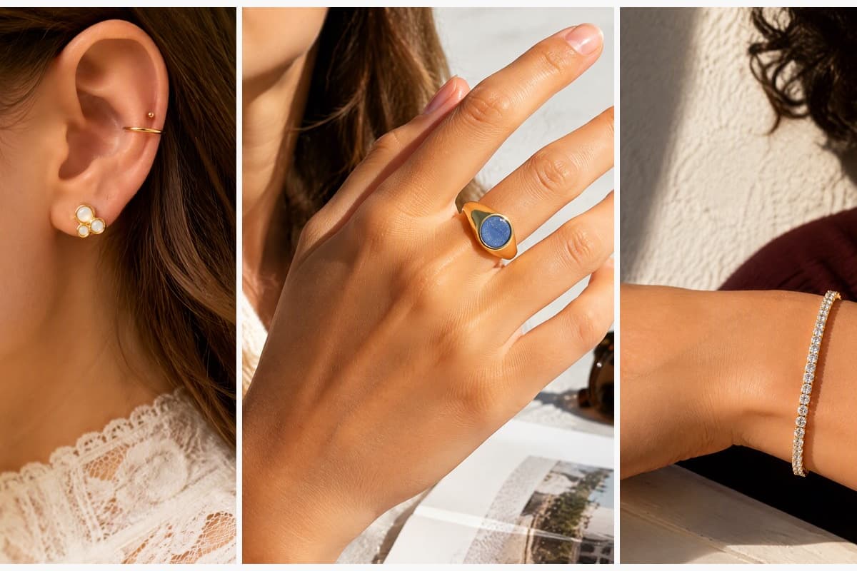 Dainty Triple Stone Cluster Stud Earrings