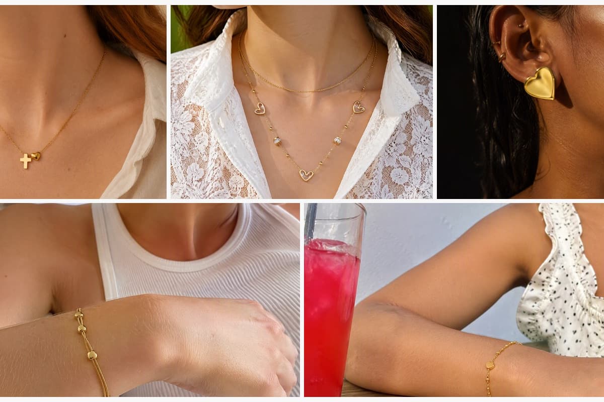 Dainty Cross Heart Charm Necklace