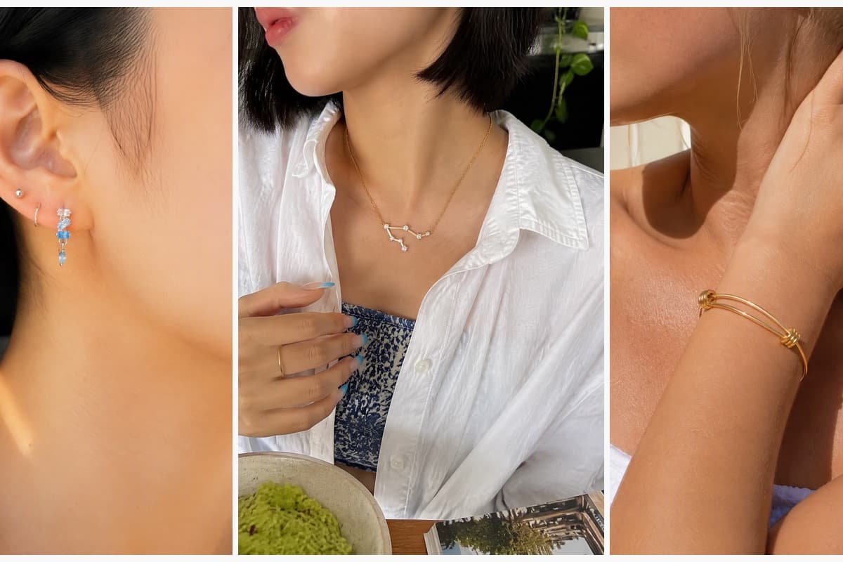 Dainty Stacked Stone Drop Earrings