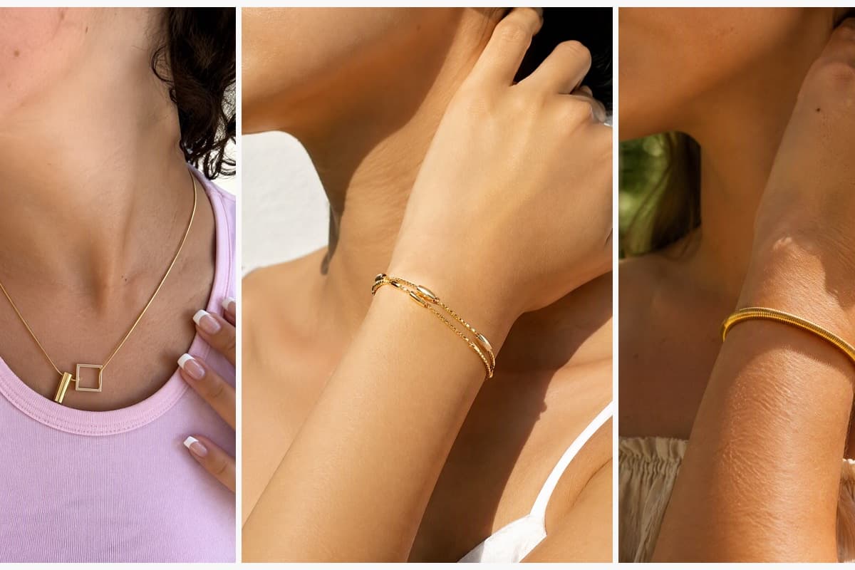 Minimalist Bar Square Snake Chain Necklace