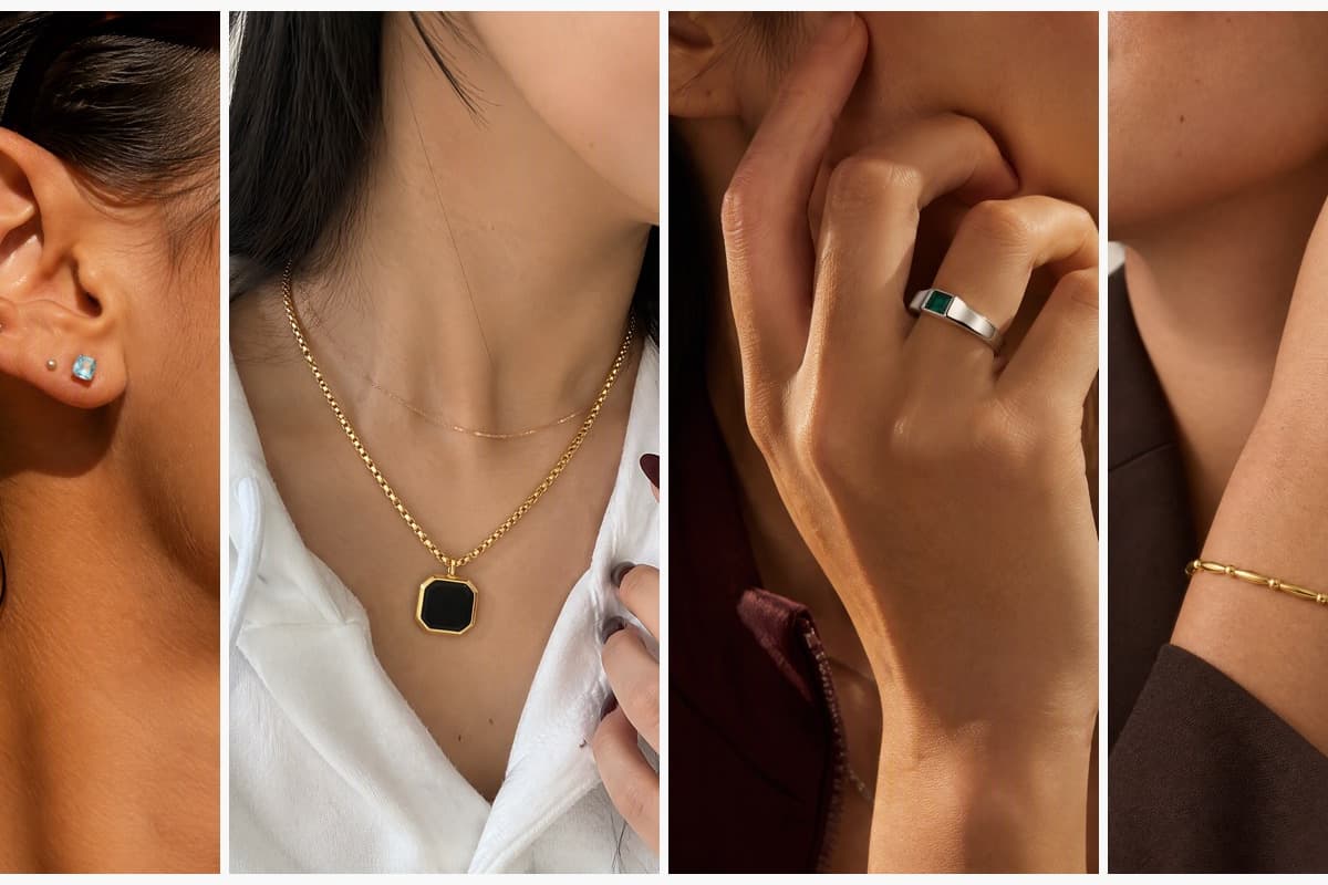 Dainty Square Gem Drop Earrings