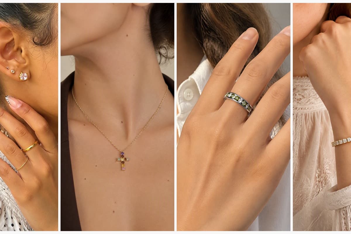 Dainty Rectangular Stone Stud Earrings