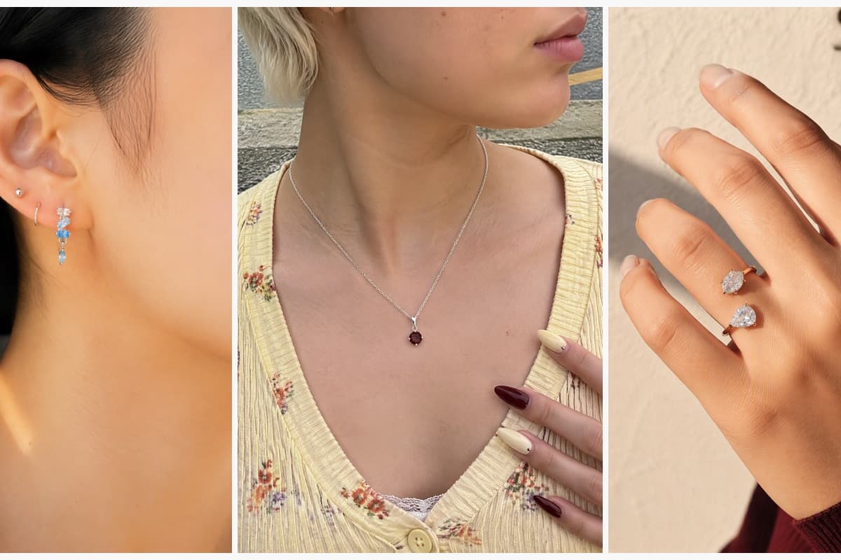 Dainty Stacked Stone Drop Earrings