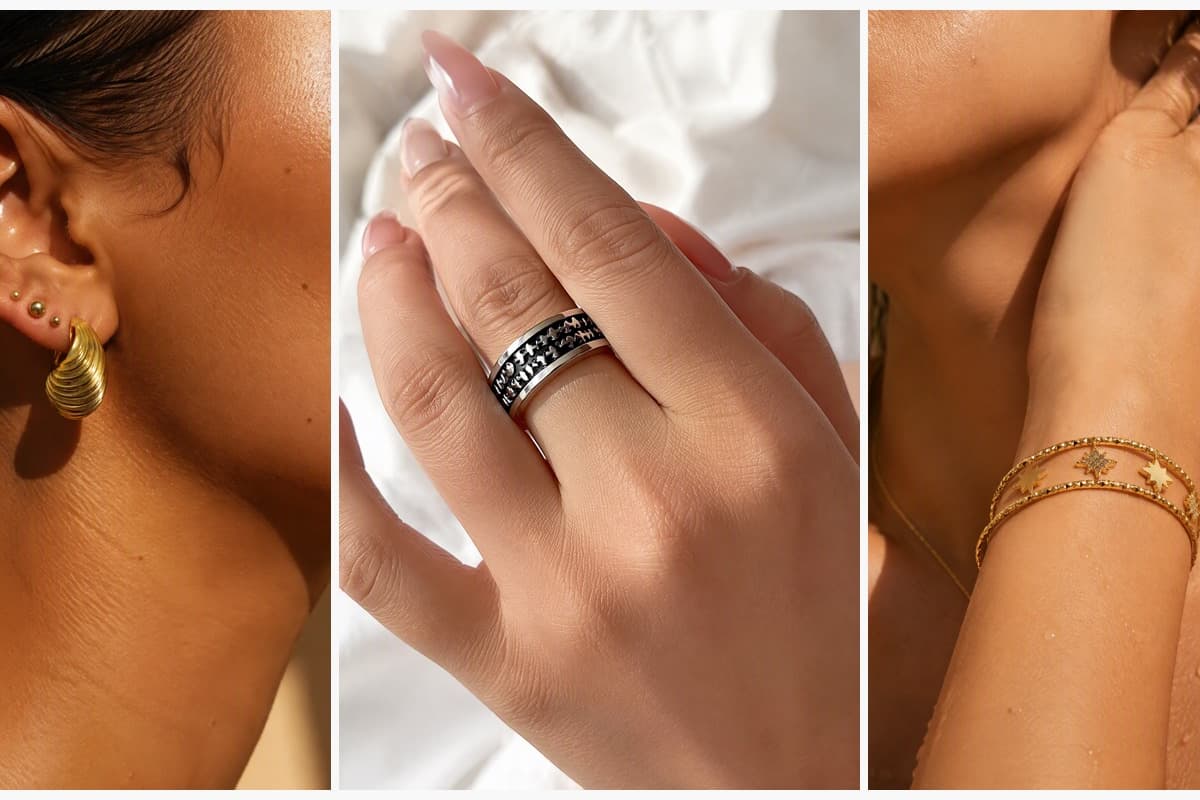 Ribbed Teardrop Stud Earrings