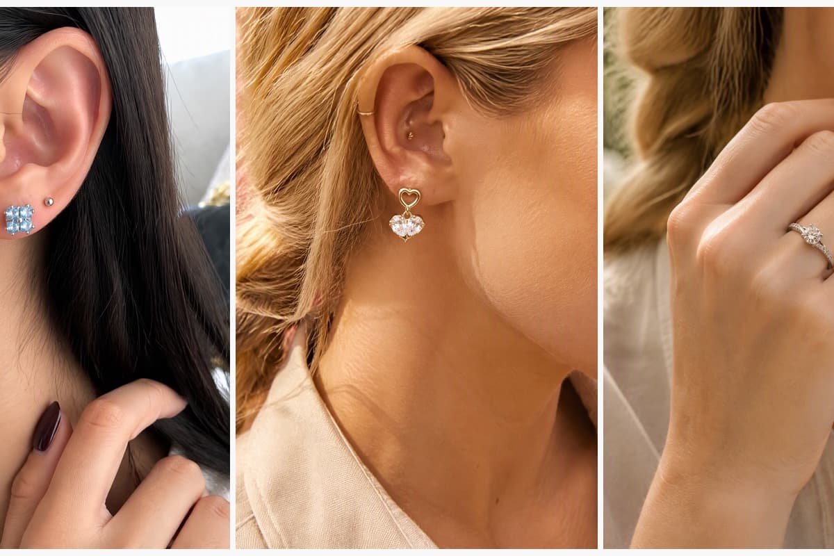 Four-Stone Cluster Stud Earrings